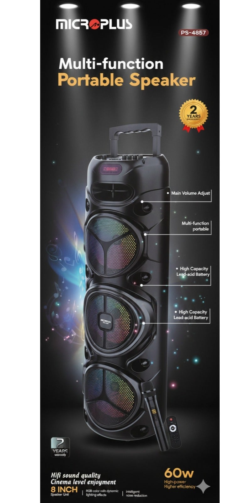 Heavy Duty Portable Speaker 3x8-Inch, 60W PS-4857